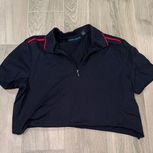Perry Ellis Navy Women’s Polo Cropped Shirt Size S